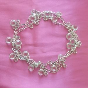 42" clear stones and silver tone necklace
